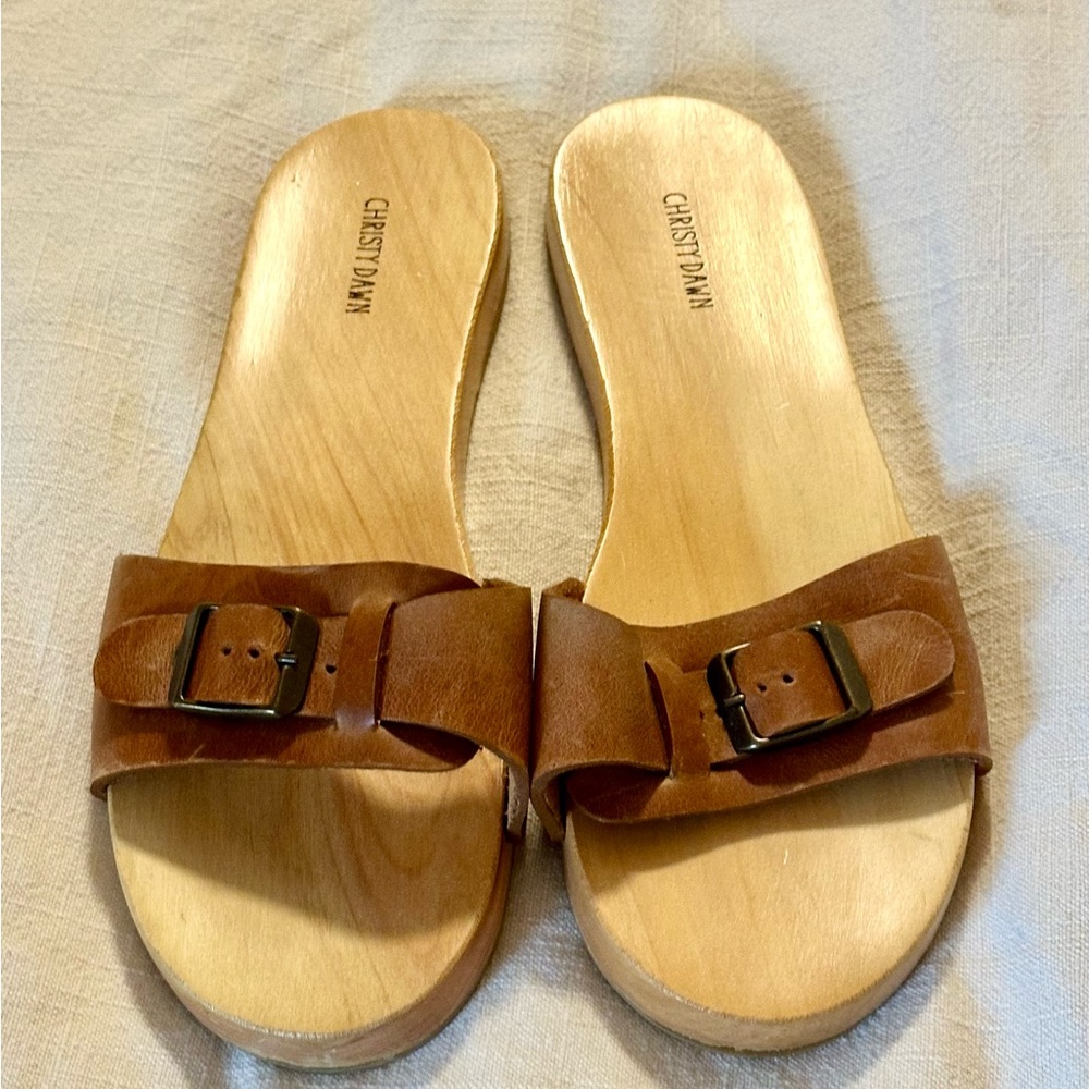 Christy Dawn Brown Leather Ventura Clog